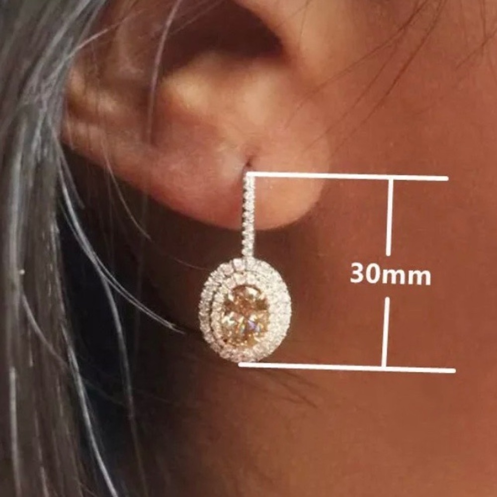 **NEW💎18K Rose Gold Oval Morganite Halo Earrings - Picture 5 of 5